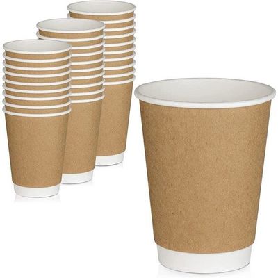ร้านอาหาร Take Away 500ml กระดาษทิ้งถ้วยน้ำกระดาษคราฟท์สีน้ำตาลคู่ผนังฉนวน To Go ถ้วยกาแฟ