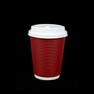 กาแฟแดงที่ย่อยสลายได้กระดาษที่ใช้แล้วทิ้งที่มีฝาปิดสำหรับเครื่องดื่มร้อน