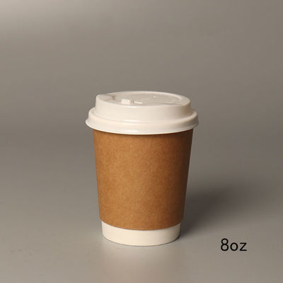 คุณภาพสูงย่อยสลายได้ 8oz 14oz 16oz กระดาษคราฟท์ถ้วยกาแฟพร้อมฝาปิด