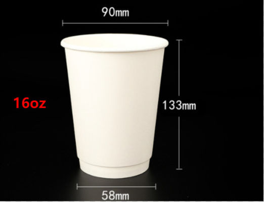 16oz กระดาษทิ้งถ้วยกาแฟถ้วยกระดาษรีไซเคิลที่กำหนดเองจำนวนมาก