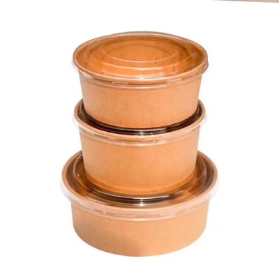 ชามกระดาษเกรดอาหารกันน้ำ หมึกซื้อกลับบ้านสีน้ำตาล ชามกระดาษทิ้งย่อยสลายได้